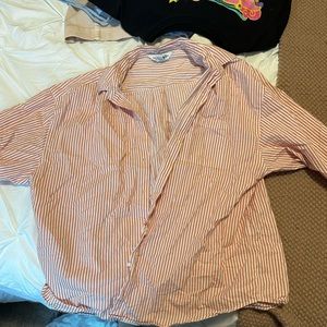 Old Navy pink and white striped button up